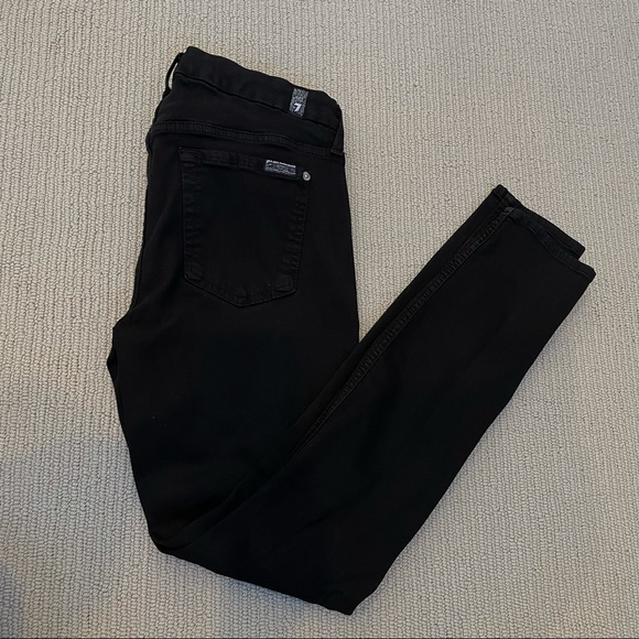 7 for all mankind mid-rise the ankle skinny ripped black denim jeans - size 29 - Picture 4 of 6
